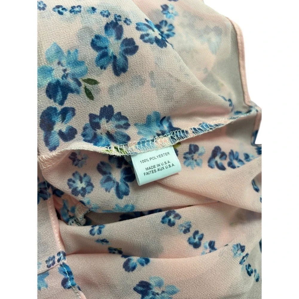 Misa Elle Kids Pink Blue Floral Long Sleeve Ruffle Tiered Dress Size 16‎